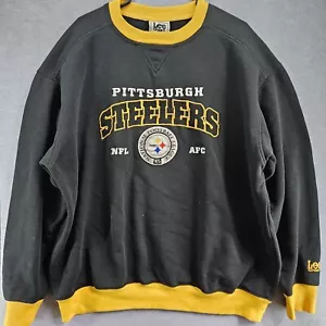 Vintage Pittsburgh Steelers Sweatshirt Mens Embroidered Lee Sport Black Size XL - Picture 1 of 11