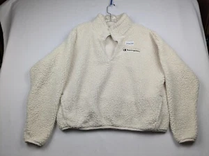 Champion Sherpa Jacket Women's Large Ivory 100% Polyester Authentic Quarter Zip - Picture 1 of 9