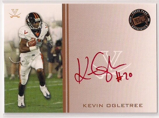 2009 KEVIN OGLETREE PRESS ROOKIE RED INK AUTO DALLAS COWBOYS VIRGINIA CAVALIERS - Image 1 of 1
