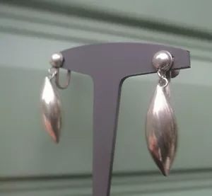 Attractive Vintage Silver Mexican Modernist Earrings c.1970s Screw Back Fitting - Picture 1 of 6