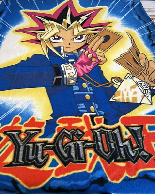 Vintage Yu-Gi-Oh Fleece Throw Blanket Anime 45.5” X 63” Kazuki Takahashi 1996 - Image 1 of 4