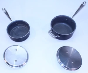 Lote de utensilios de cocina todo revestido conjunto olla paquete aluminio antiadherente 2 y 3 cuartos con tapa negro - Imagen 1 de 24