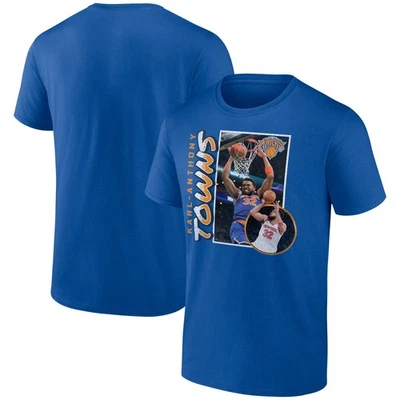 Camiseta para hombre Karl-Anthony Towns azul New York Knicks años 90 gráfico jugador Foto 1 de 4