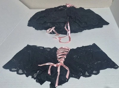 Leg Avenue 黑色蕾丝内裤尺寸 S/M 批量 5 件 黑色/粉色 全新  — 第 1/3 张图片