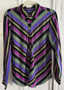 Blusa Jordan Blue Label Grande Multicolor Rayas Abotonada Manga Larga - Imagen 1 de 4