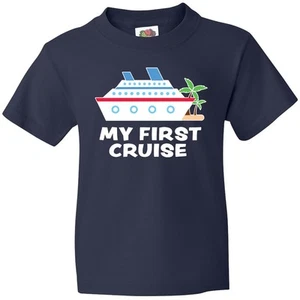 Inktastic My First Cruise With Cruise Ship And Palm Trees Youth T-Shirt 1st Sun - Picture 1 of 9