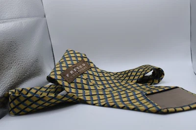 Corbata Fresco Collezioni Hombre 100% Seda Geométrica Amarillo Azul Patrón R-6 Foto 1 de 3