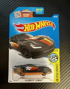 Corvette Stingray 2016 Hot Wheels #180 HW Speed Graphics 5/10 '14 negro con Pr5 Sp - Imagen 1 de 3