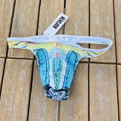 Rufskin Hombres Azul Verde Hazlo Sublimación Natación T-back Tanga Traje de Baño Talla M L Foto 1 de 4