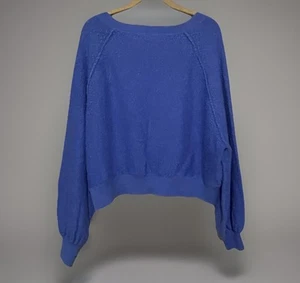 Free People Found My Friend blau strukturiertes Sweatshirt Pullover Gr. Small - Bild 1 von 6