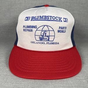 Vintage Plumbstock Plumbing Repair Orlando Florida Trucker Snapback US Crown - Picture 1 of 9