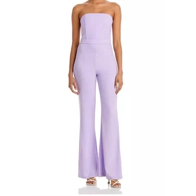 Alice + Olivia NUEVO Mono Lavera Sin Tirantes Crepé Mono Lavanda Talla 0 $495 Foto 1 de 4
