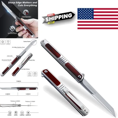 Folding Pocket Knife with 3.5 Inch Rosewood Handle Design for Camping - Image 1 of 4