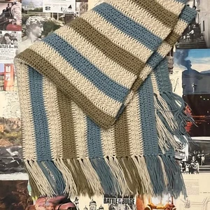Crochet striped jumbo throw blanket - Picture 1 of 3