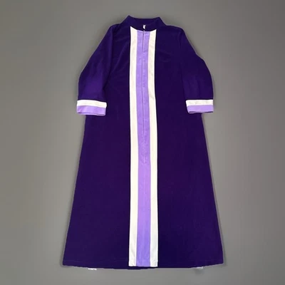 "Vestido vintage Vanity Fair terciopelo albornoz púrpura abrigo de casa años 60 70 (49""" Foto 1 de 4