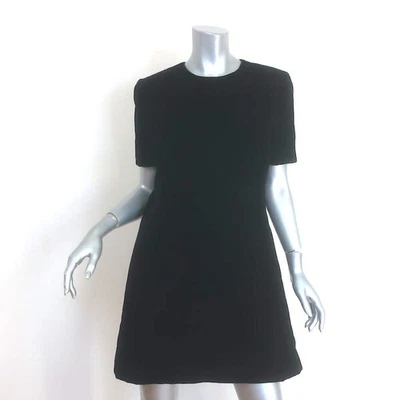 Mini Vestido Saint Laurent Terciopelo Manga Corta Línea A Negro Talla 42 Foto 1 de 4