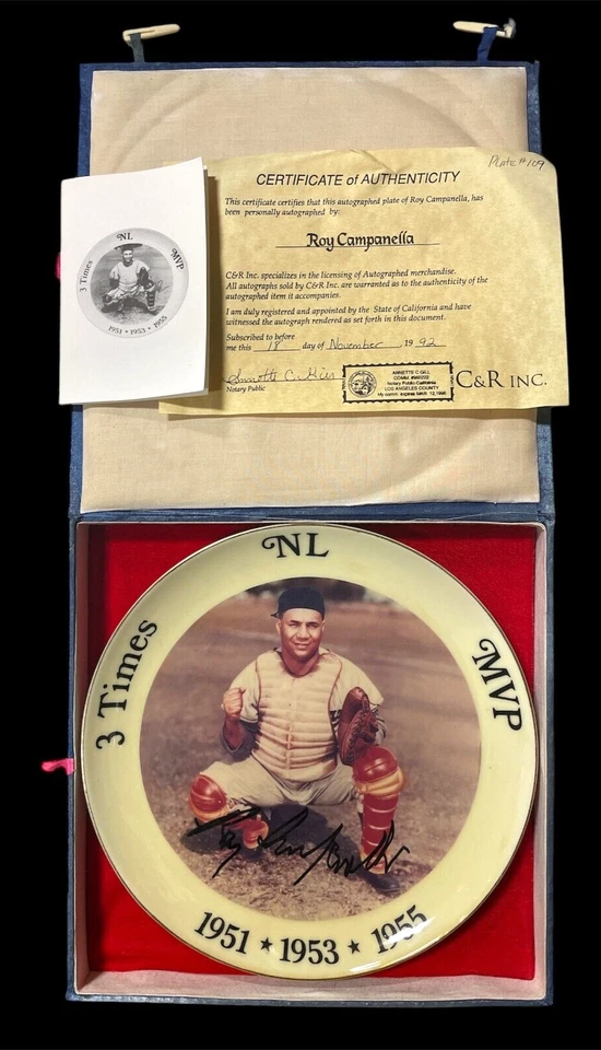 1992 ROY CAMPANELLA 3X NL MVP 签名 PORCELAIN 10 英寸盘子 #109/2000 正品证书 WM 10224 — 第 1/4 张图片
