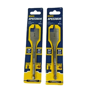2 Pack Irwin 1" x 6" Long Spade Paddle Flat Drill Bit Speedbor Impact 88816 - Picture 1 of 6