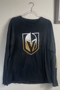 Vegas Golden Knights Logo Black Long Sleeve Mens Size Large Shirt 100% Cotton - Picture 1 of 7