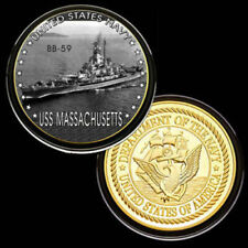 U.S. United States Navy | USS Massachusetts BB-59 | Gold Plated Challenge Coin