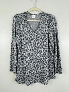 SOMA Cepillada Acogedora Camisa de Sueño Gris Estampado de Animales Mangas Largas Leopardo pjs Mediana - Imagen 1 de 5