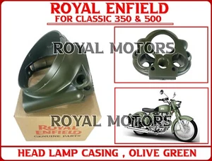 100% Genuine Royal Enfield "HEADLAMP CASING, OLIVE GREEN" For Classic 350 & 500 - Picture 1 of 13