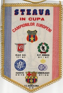 European Champions Cup Semifinal STEAUA Bucharest vs Anderlecht Pennant  1986