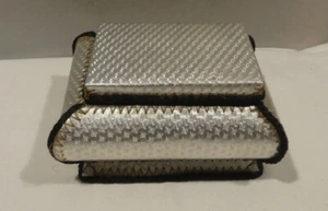DDR Schmuckdose Handarbeit mit Zellophan / Kunststoff ca. 14 x 11 x 7 cm Silber - Picture 1 of 5
