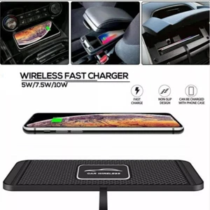 10W Max Car Cordless Phone Charger Pad Mat Fast Charging Non-slip For iPhone - Picture 1 of 12