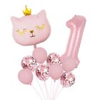 10 pcs/set Crown Cat Birthday Number Ballons Girls Aluminum Film Balloons