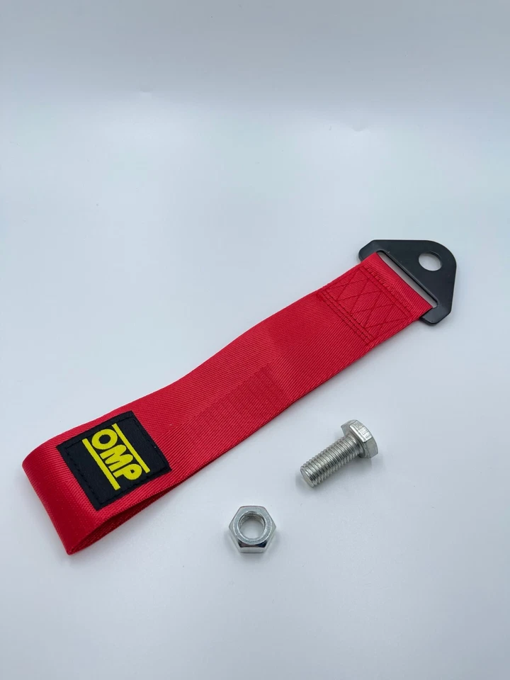 Omp Red Tow Strap for most vehicles fits Honda Acura Kia Hyundai Nissan Mazda - Image 1 of 1