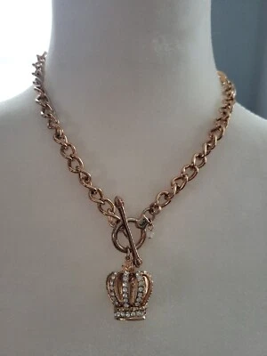 "Collar Juicy Couture Coronación Coronación Real Colgante Tono Oro Rosa 16""" Foto 1 de 4