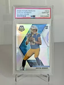 Panini Mosaic Justin Herbert Rookie RC #204 2020 Silver Prizm, PSA 10 gemas como nuevo - Imagen 1 de 2