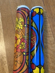 1970er Jahre Vintage Magic Cover Regal Liner Kleber 2 Rollen Blumenmuster Buntglas - Bild 1 von 12