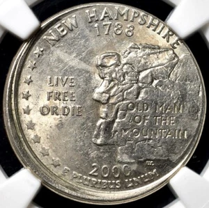 2000-P New Hampshire Quarter - Struck 5% Off Center - NGC MS61 - Picture 1 of 4