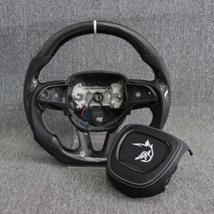 Real Carbon Fiber Steering Wheel Fit Dodge Charger Durango SRT w/Heated 2015+ - Picture 1 of 5