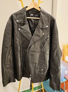 Zara Herren Regular Fit Echtleder Puffer Jacke Schwarz Gr. XL - Bild 1 von 3