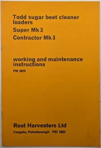Root Harvesters Ltd Working & Maintenance Instructions, Todd Super & Contractor - Picture 1 of 5
