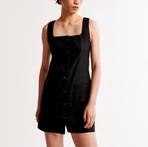 Abercrombie A&F Mara Squareneck Leinenmischung Weste Minikleid Schwarz Damen Gr. M - Bild 1 von 8