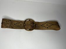 Another Line Inc Bronze Italian Leather Belt W/ Solid Brass Buckle 38 Gold NWT