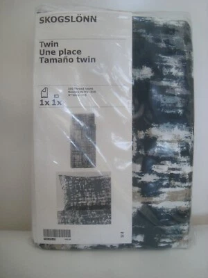 Ikea SKOGSLONN Twin Duvet cover w Pillowcase Black Gray Beige Sateen-woven 310TC - Image 1 of 4
