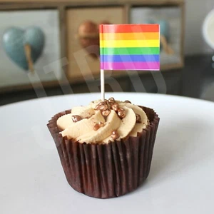 Rainbow Gay Pride Cupcake Topper Toothpicks LGBT Party Flags Decoration Cake - Picture 1 of 12