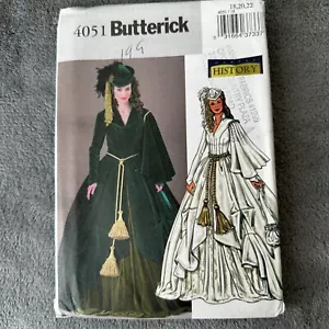 Disfraz de Teatro Butterick Pattern 4051 Talla 18-22 Southern Belle Scarlett O'Hara - Imagen 1 de 6