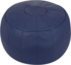 *READ* Decorative Pouf Ottoman Bean Bag Foot Rest Storage Solution - Blue - Picture 1 of 9