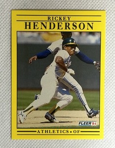 1991 Fleer Rickey Henderson #10 Baseball Card Oakland Athletics HOF