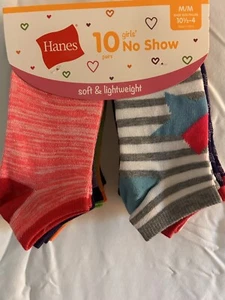 Hanes Girl No-Show Multicolor No Show Soaks Size M/M 10.5-4 New - Picture 1 of 7