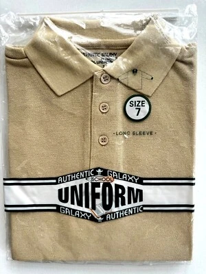 Polo Long Sleeve Shirts School Work Uniform Harvic Size Kids 4 to Men's 2XL - Image 1 of 4