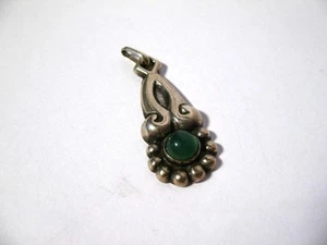 dänischer Anhänger Jugendstil  Silber mit Grünachat - Bild 1 von 2