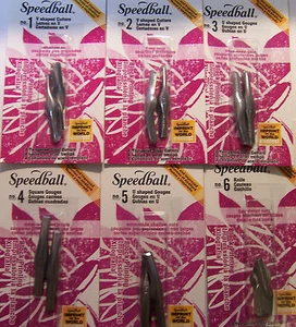 Speedball Handle,Gouges & Cutters No1- No6 For Lino block Cutting Stamp Carving - Picture 1 of 9