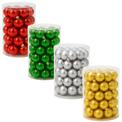 Set 25 palline ROSSE ORO ARGENTO VERDI di Natale decorazione albero addobbo 6cm - Immagine 1 di 4